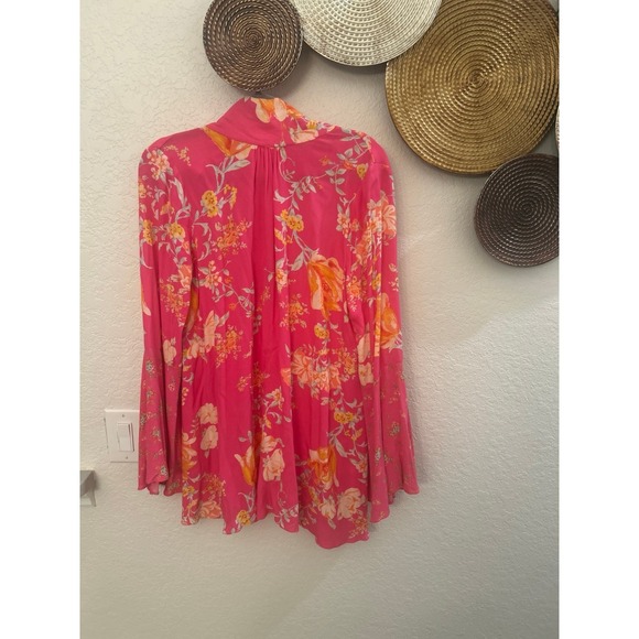 Free People Women Tate Floral Mock-Neck Cutout Tunic size small - Picture 2 of 4